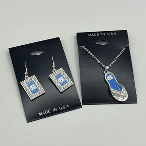 North Carolina College Football Fashion Rhinestone Earrings‎ & Necklace NEW
